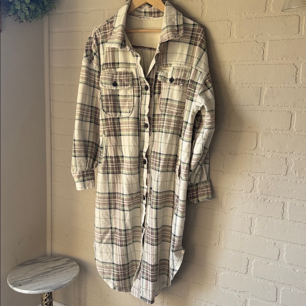 We The Free Plaid Long Ruby Jacket Pistachio Combo free people super soft small - Picture 8 of 8